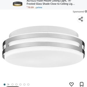 Autelo 12" Brushed Nickel Flush Mount Ceiling 2-Bulb Light Fixture, NIB